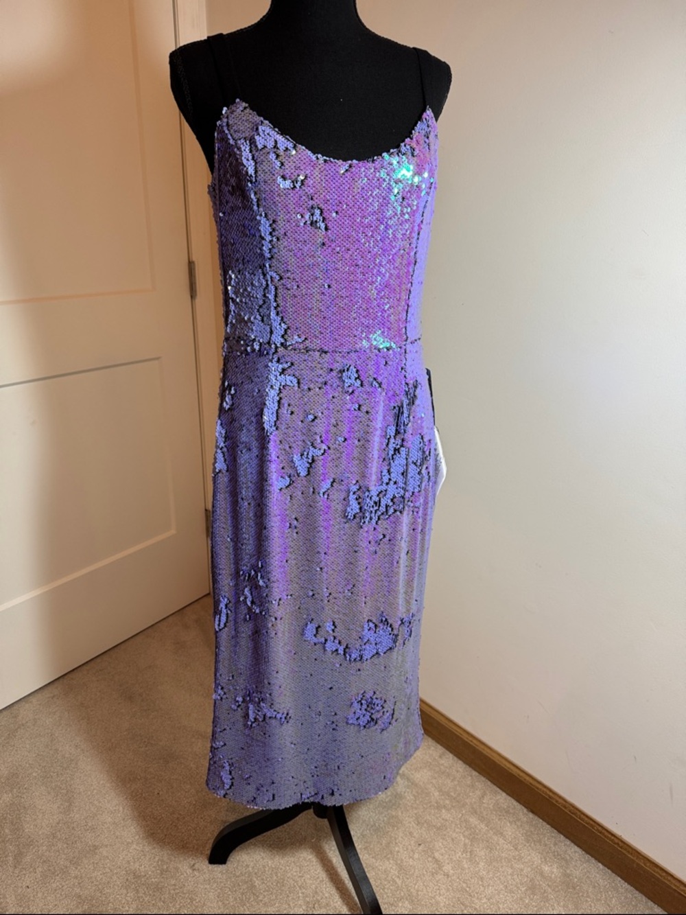 Dress the Population Lavender Iridescent Sequin Midi Slip Dress